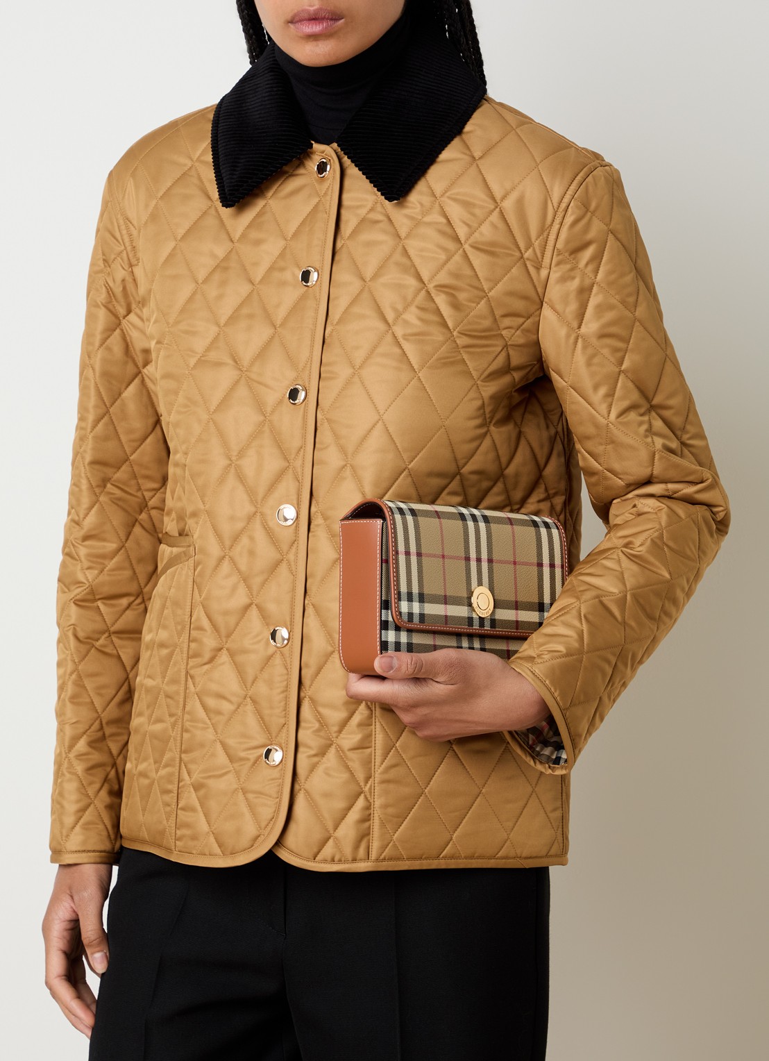 Burberry Hampshire crossbodytas met ruitdessin - voorkant 2 bruin