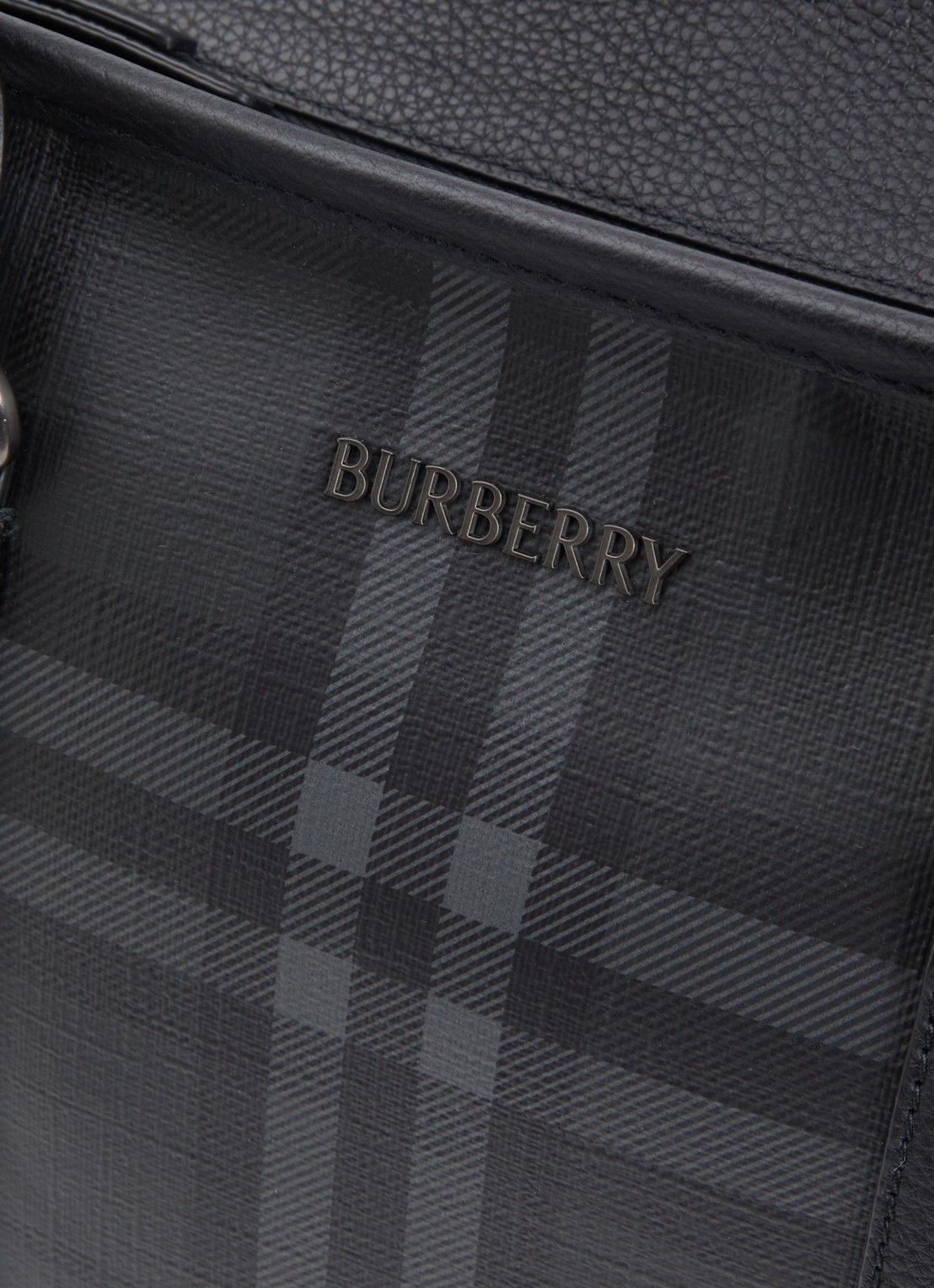 Burberry Handtas met ruitdessin en afneembare schouderriem - detail 4 antraciet