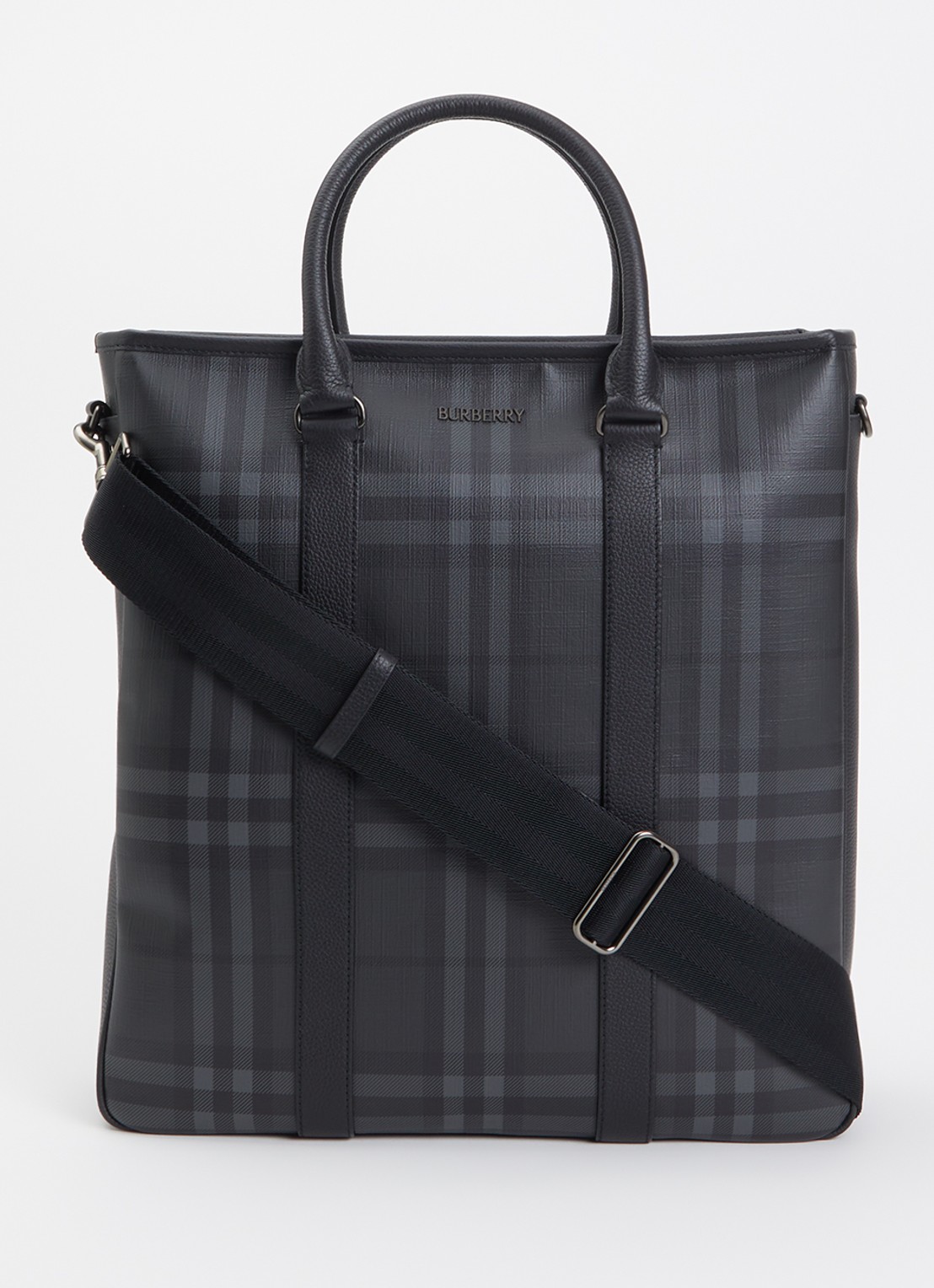Burberry Handtas met ruitdessin en afneembare schouderriem - voorkant antraciet