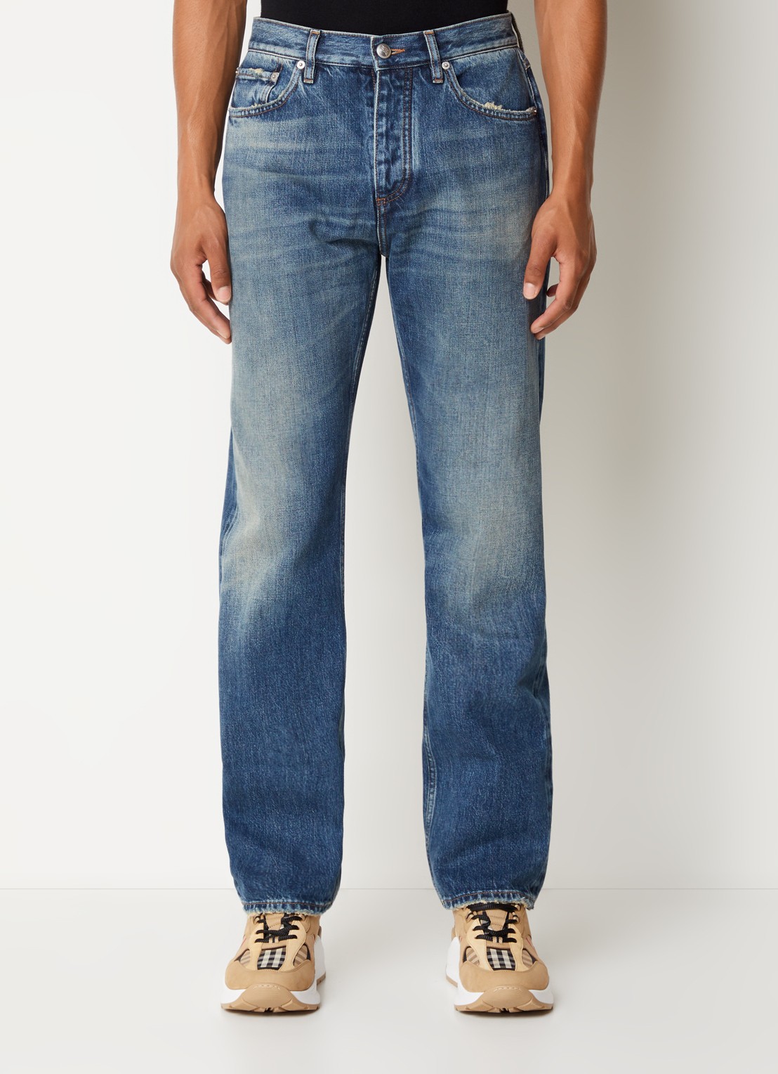 Burberry Harison straight leg jeans met medium wassing - detail indigo