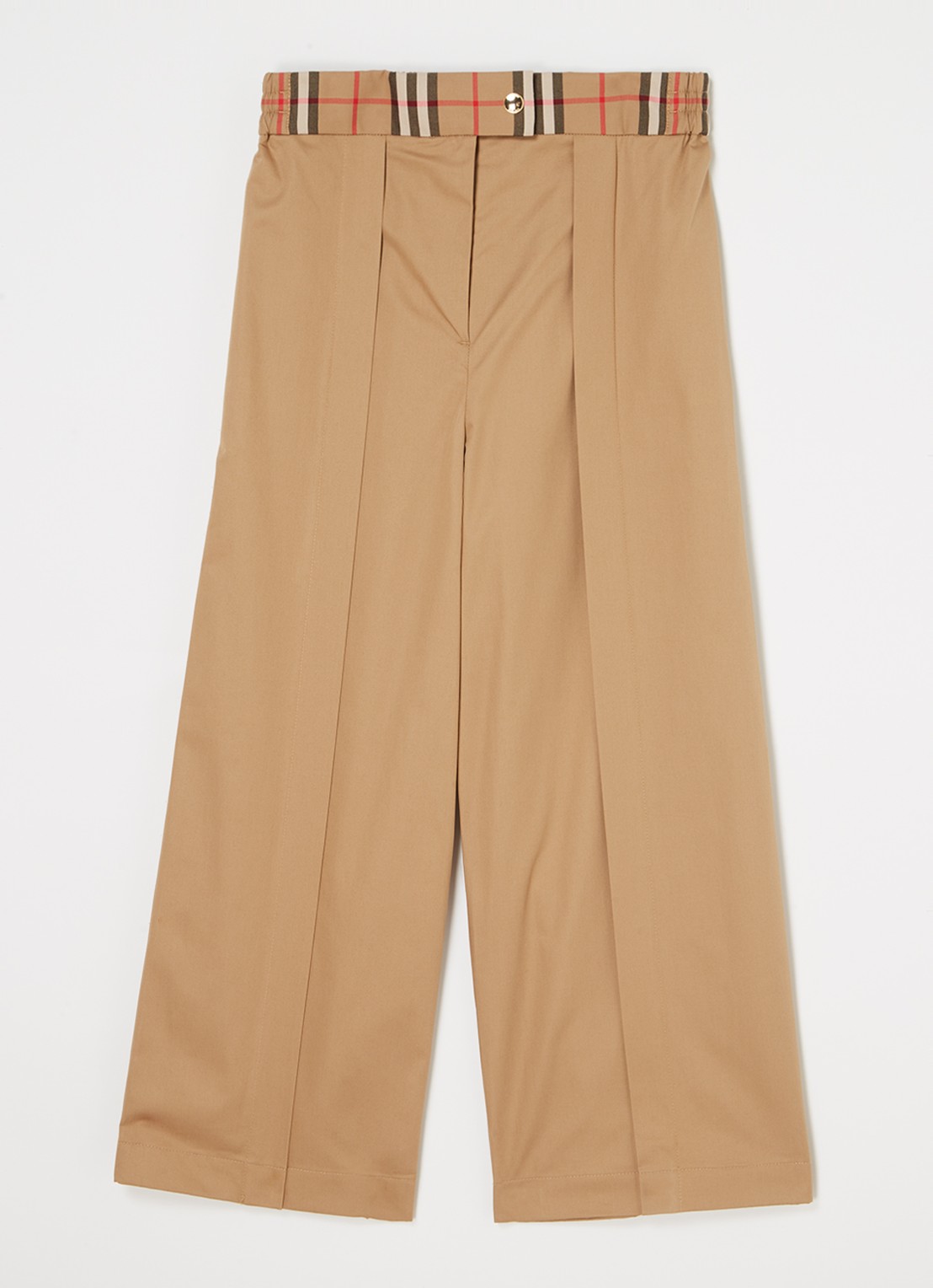 Burberry Hermia wide fit culotte met logoband - voorkant beige
