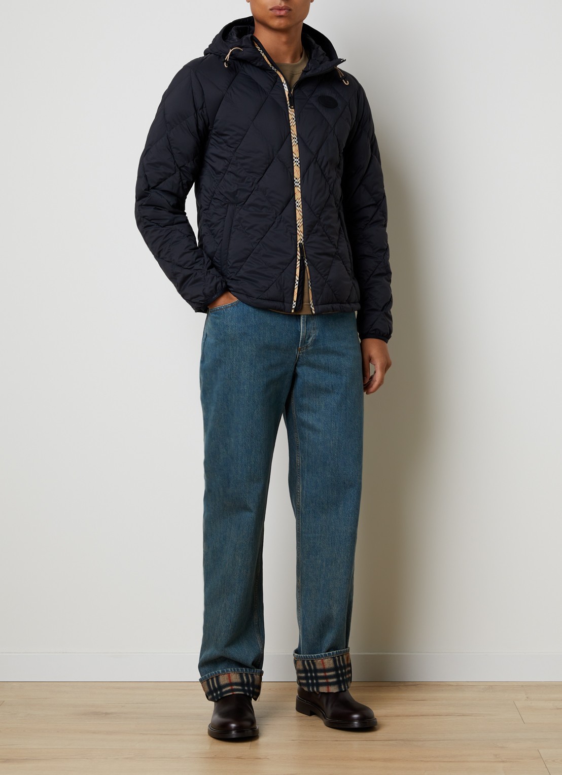 Burberry Hescott gewatteerd jack met quilt patroon  - voorkant 6 zwart