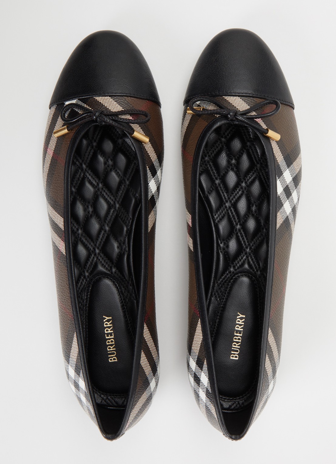Burberry Highgate ballerina met ruitdessin en details van lamsleer - detail 3 multicolor