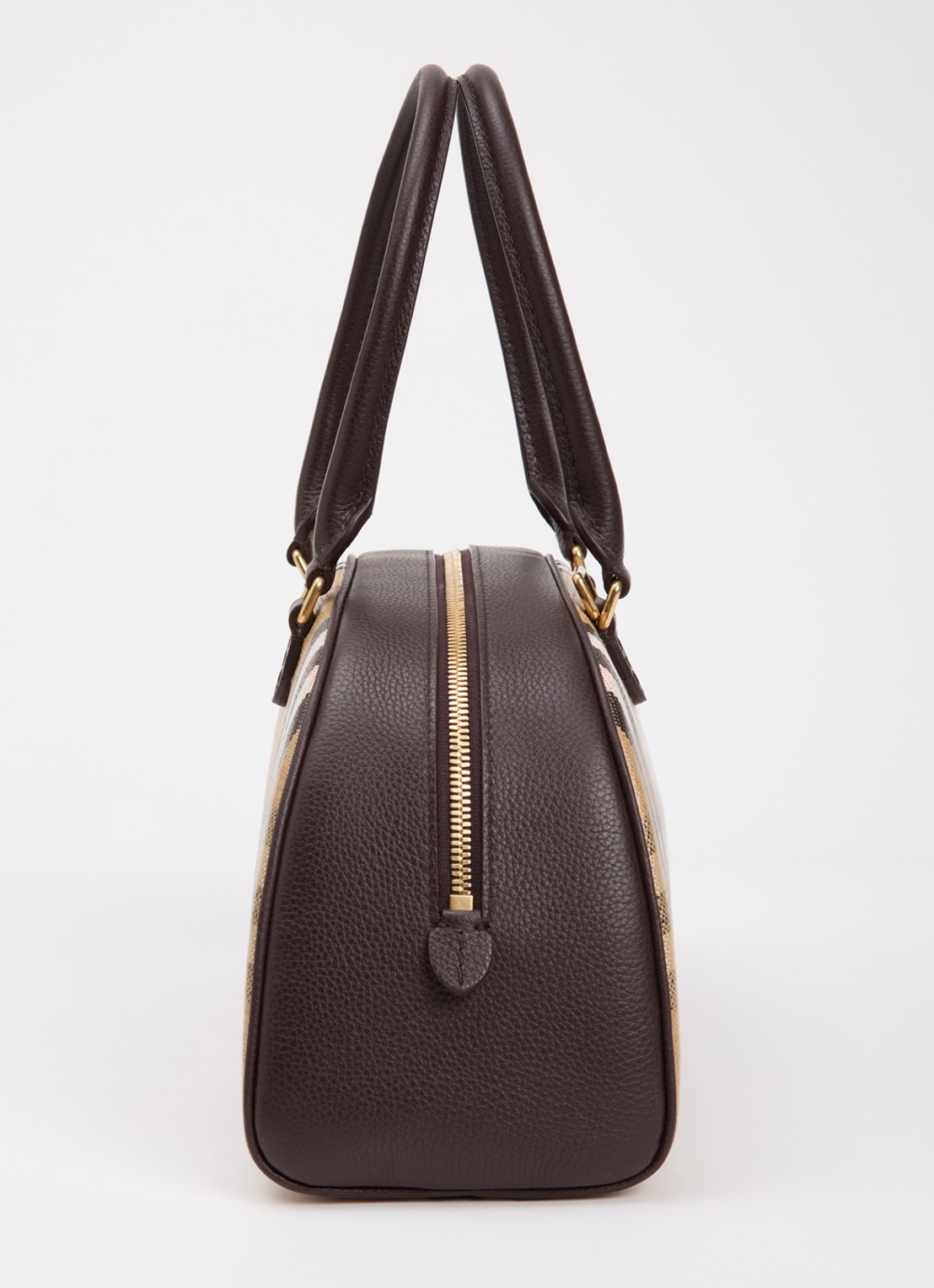 Burberry Highlands handtas met kalfsleren details en ruitdessin  - detail 6 zand