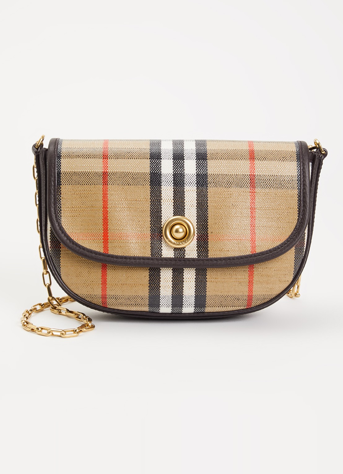 Burberry Highlands mini crossbodytas met details van kalfsleer  - voorkant 5 bruin