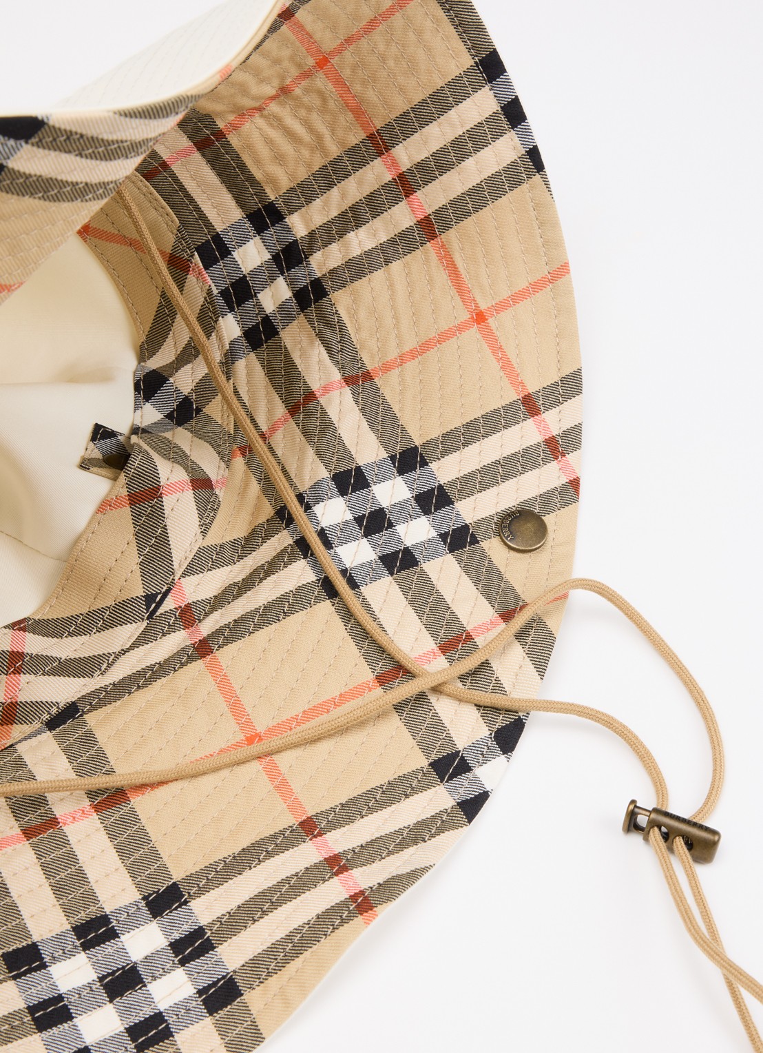 Burberry Hoed met ruitdessin en logoborduring - detail 2 ivoor