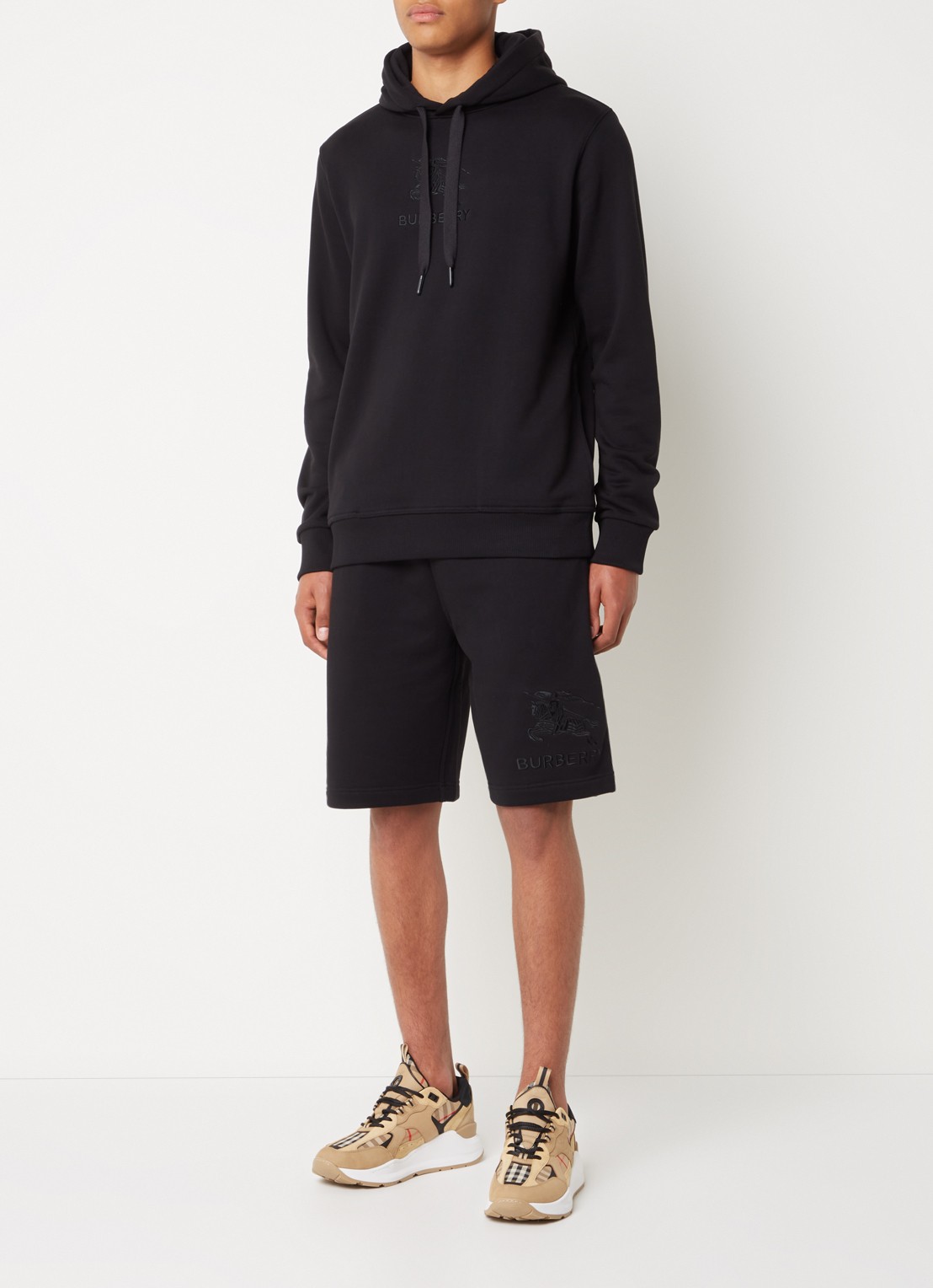 Burberry Hoodie met logoborduring - voorkant 6 zwart