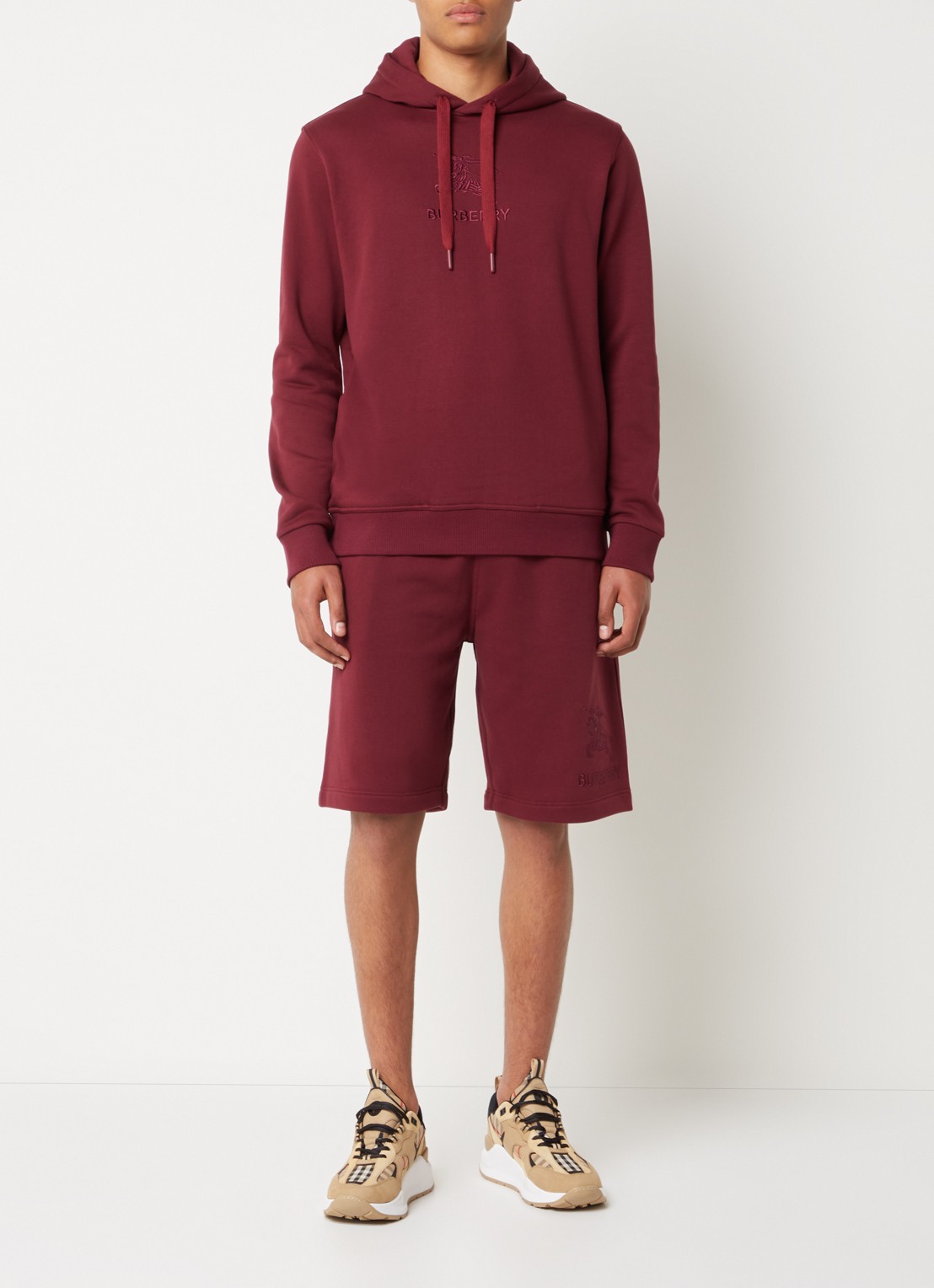 Burberry Hoodie met logoborduring - voorkant 3 bordeauxrood