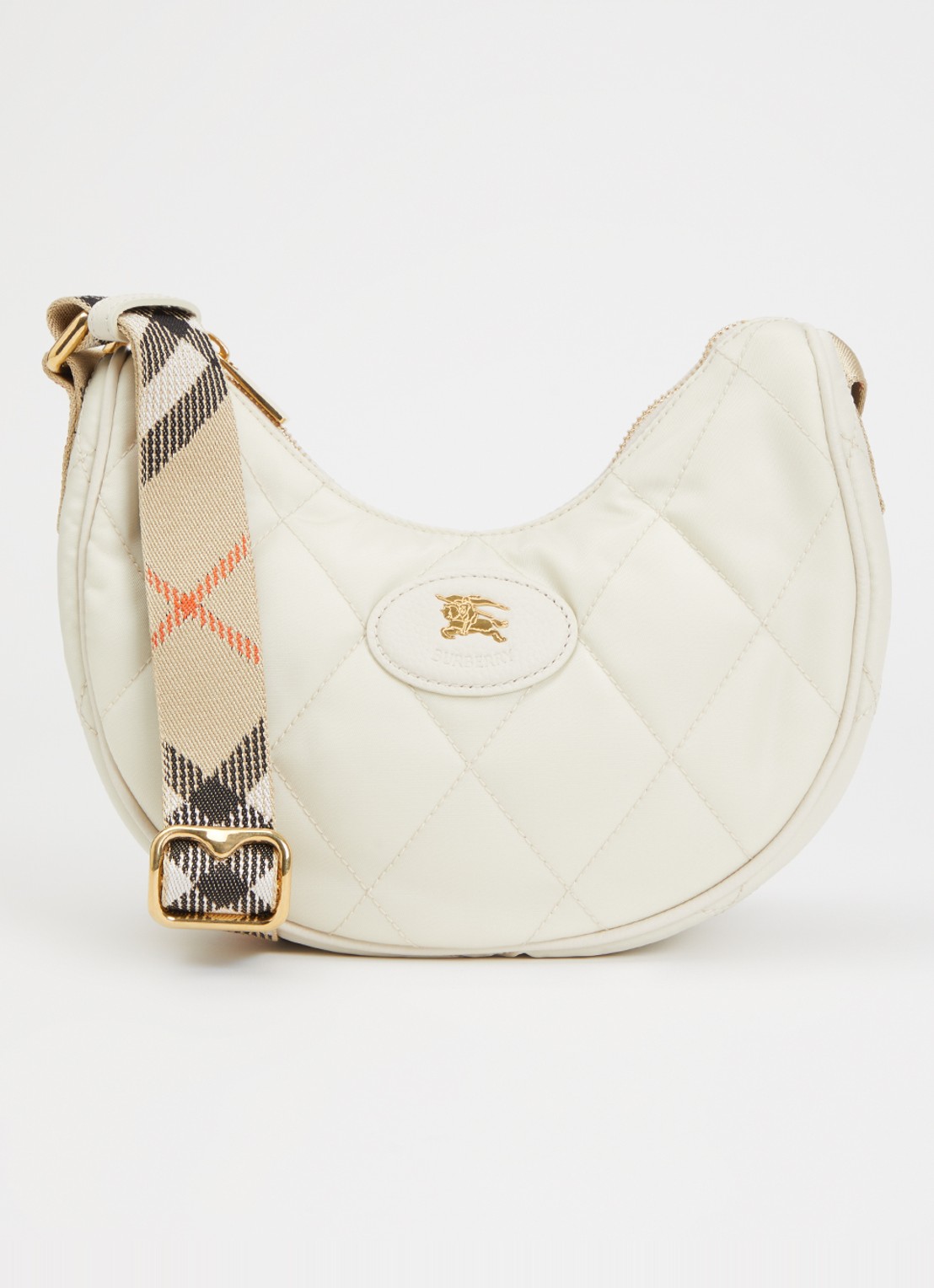 Burberry Horseshoe crossbodytas met quilt patroon en kalfsleren deails - voorkant beige