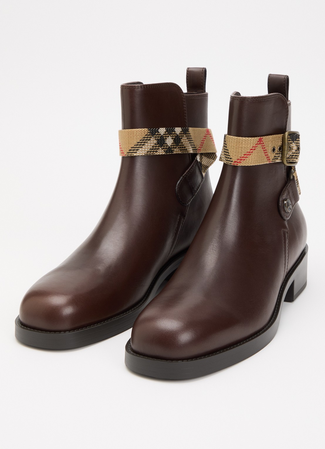 Burberry Huntley enkellaarsje van kalfsleer - detail 2 kastanjebruin