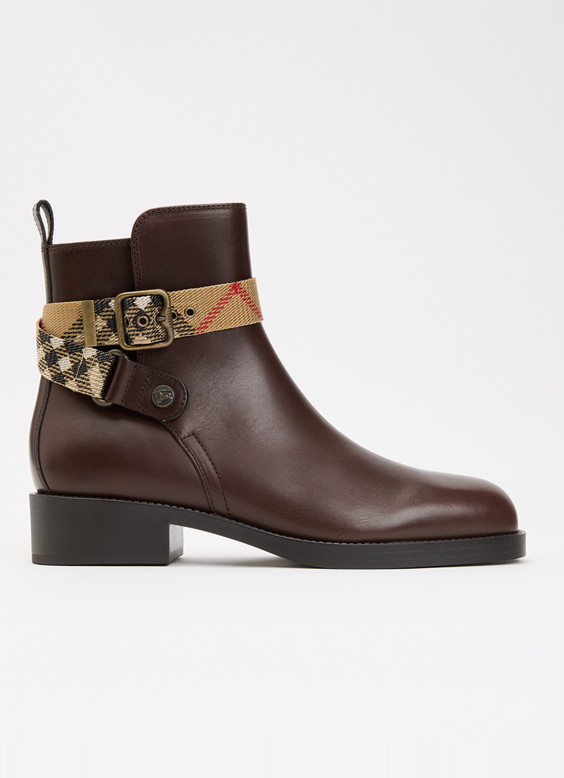 Burberry Huntley enkellaarsje van kalfsleer - voorkant kastanjebruin
