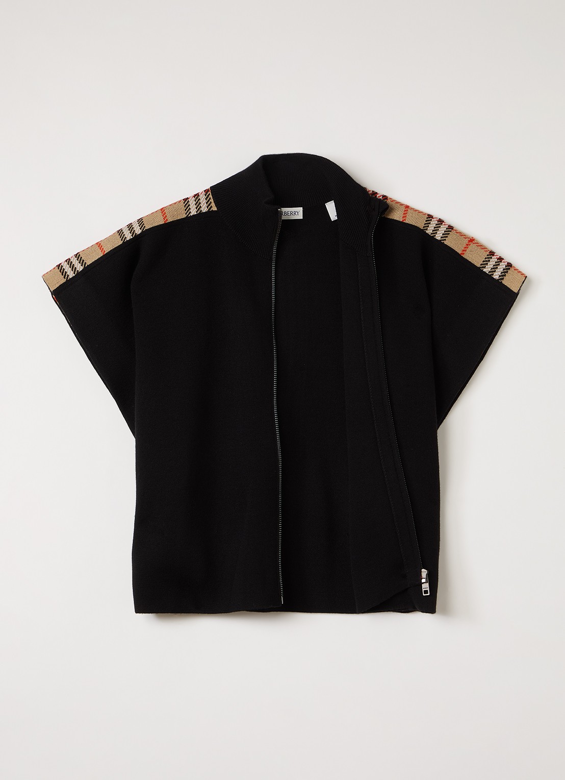 Burberry Izza fijngebreid vest - voorkant 3 zwart