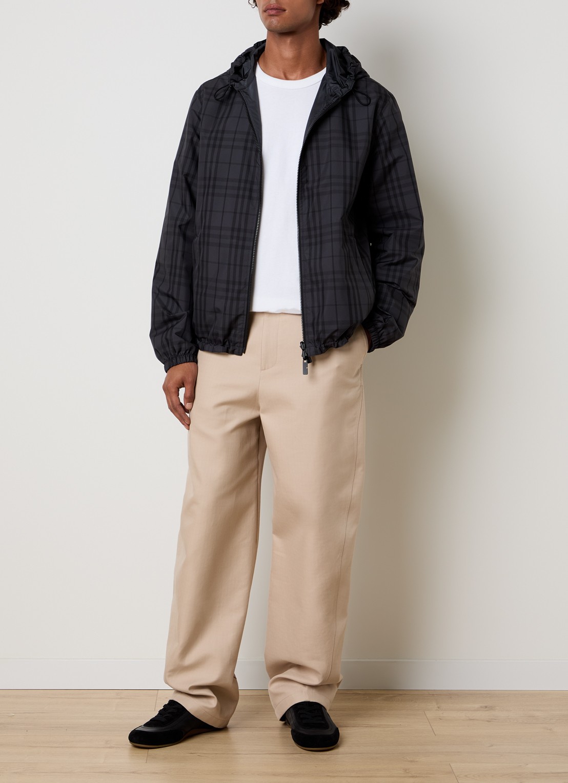 Burberry Jack met ruitdessin en ritszakken - voorkant 7 antraciet
