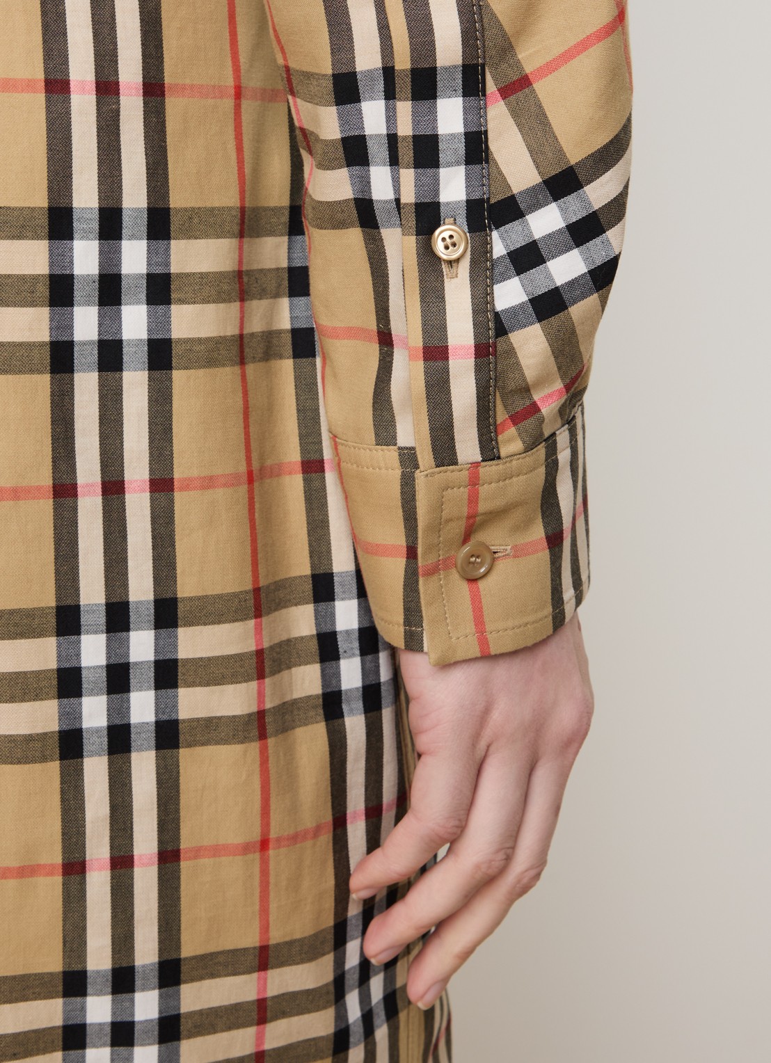 Burberry June midi blousejurk met ruitdessin - detail 3 zand