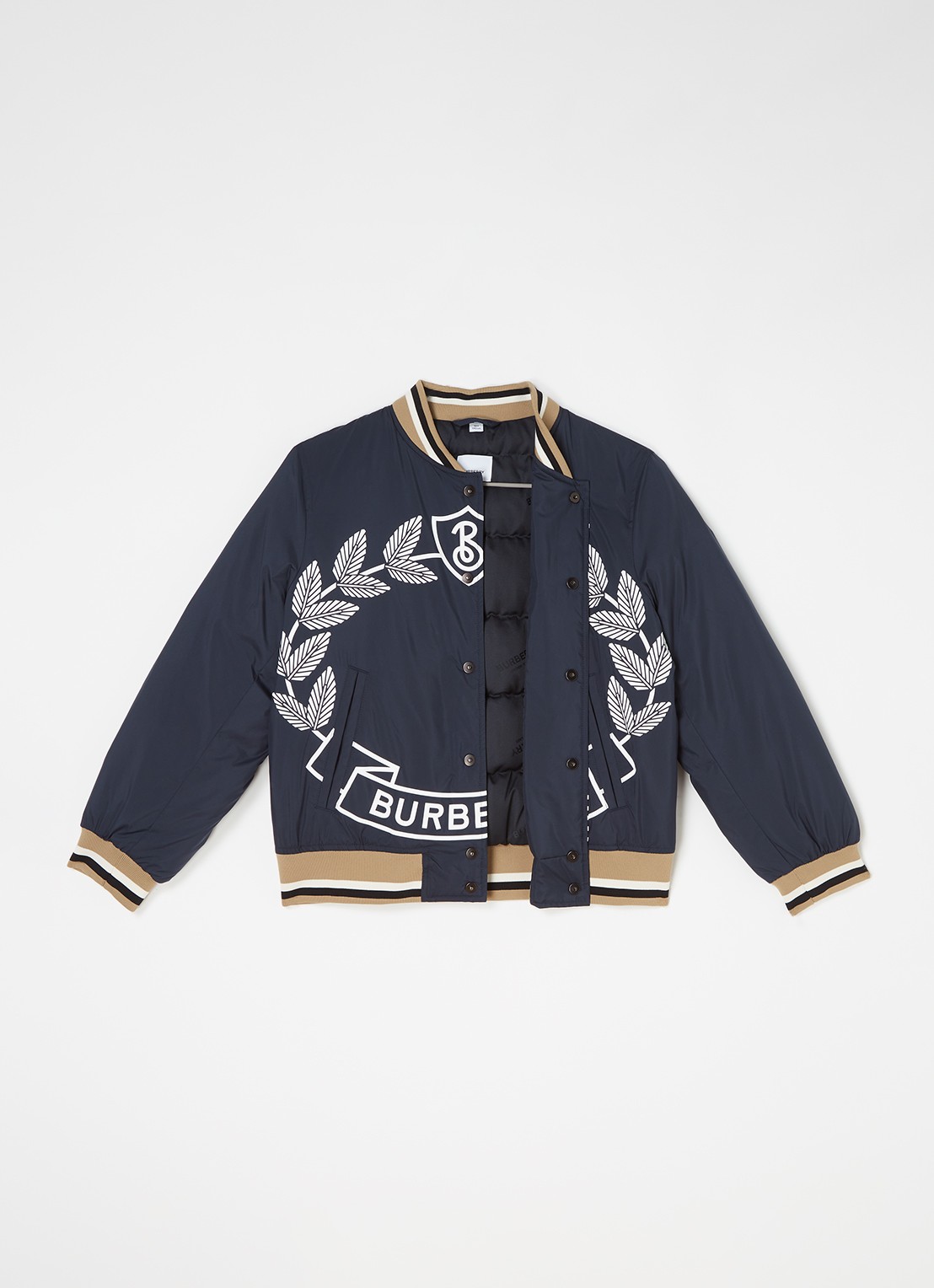 Burberry Kaziah bomberjack met donsvulling en logoprint - voorkant 2 donkerblauw