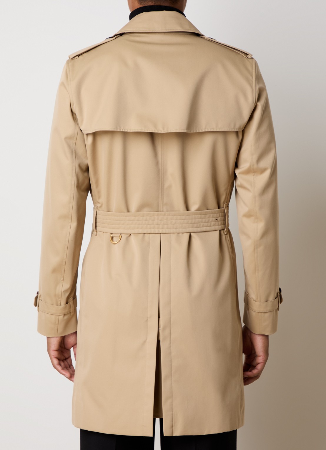 Burberry Kensingon Heritage double-breasted trenchcoat met ceintuur - achterkant beige