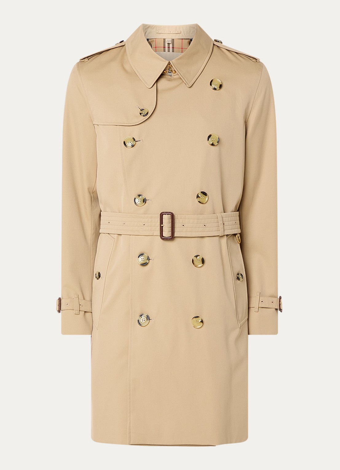 Burberry Kensingon Heritage double-breasted trenchcoat met ceintuur - voorkant 5 beige