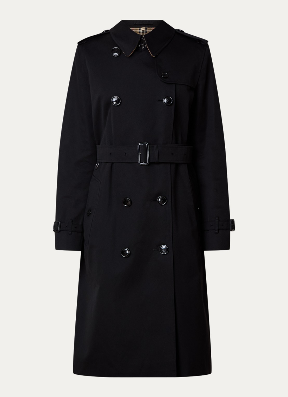 Burberry Kensington double-breasted trenchcoat met ceintuur - voorkant 5 zwart