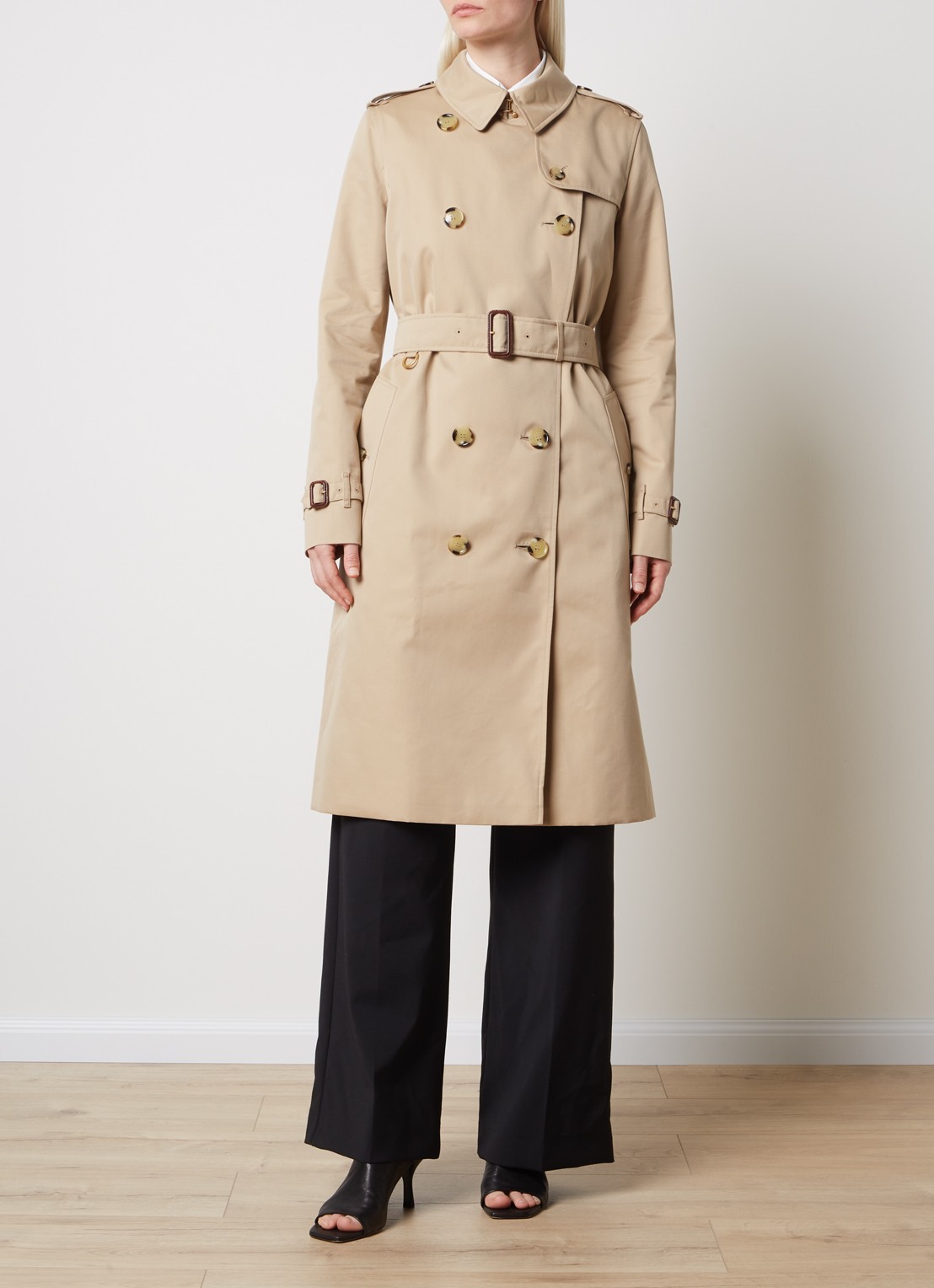 Burberry Kensington double-breasted trenchcoat met ceintuur - detail bruin