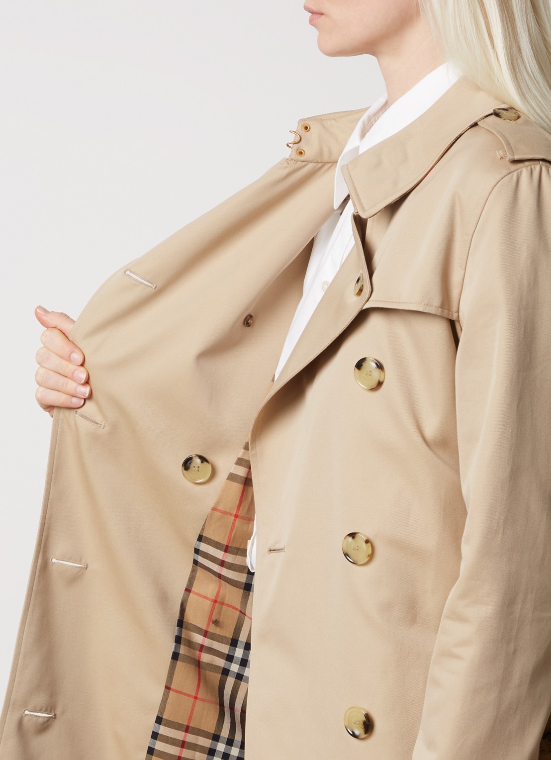 Burberry Kensington double-breasted trenchcoat met ceintuur - detail 2 bruin
