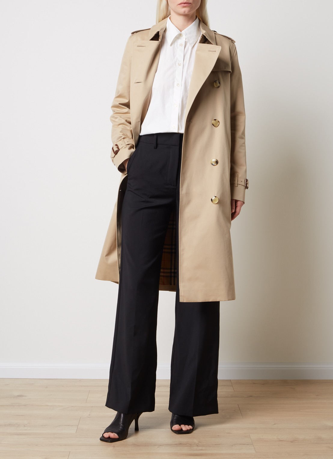 Burberry Kensington double-breasted trenchcoat met ceintuur - voorkant 6 bruin
