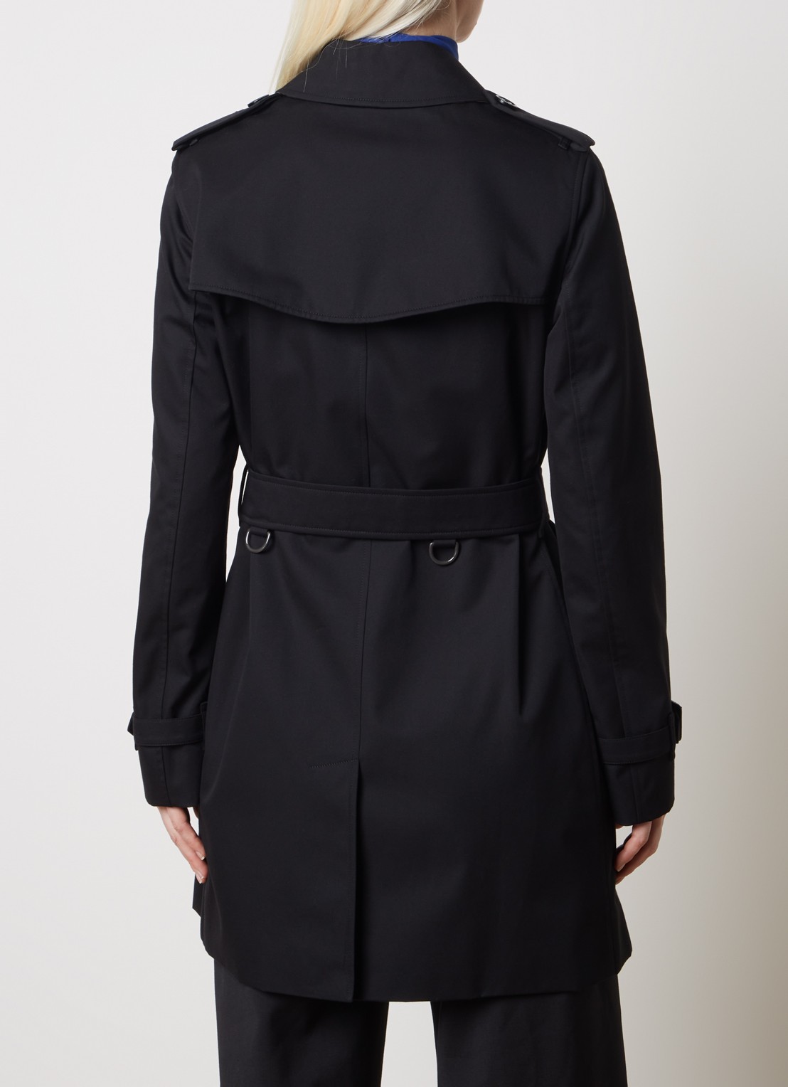 Burberry Kensington double-breasted trenchcoat met ceintuur - achterkant zwart