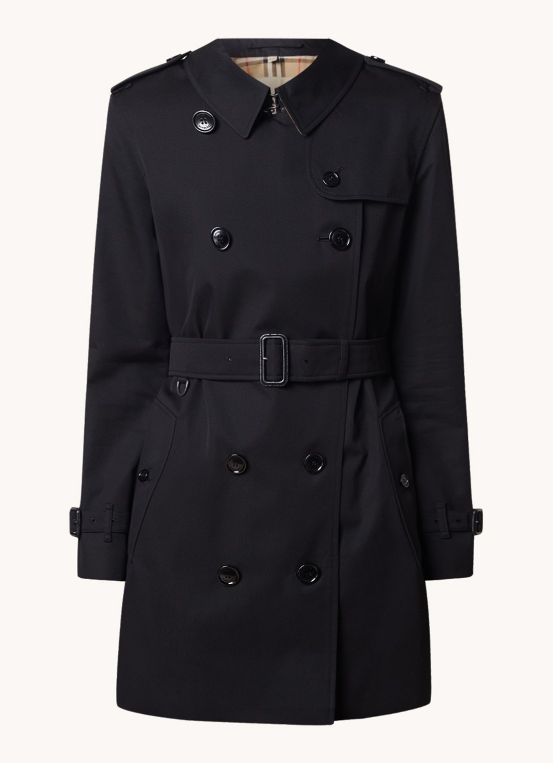 Burberry Kensington double-breasted trenchcoat met ceintuur - voorkant 5 zwart