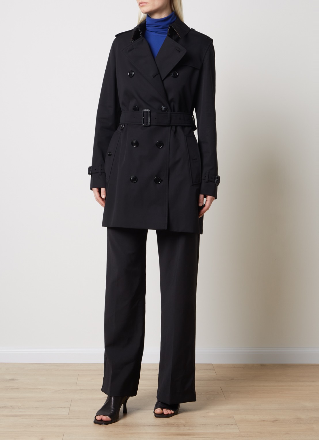 Burberry Kensington double-breasted trenchcoat met ceintuur - voorkant 6 zwart