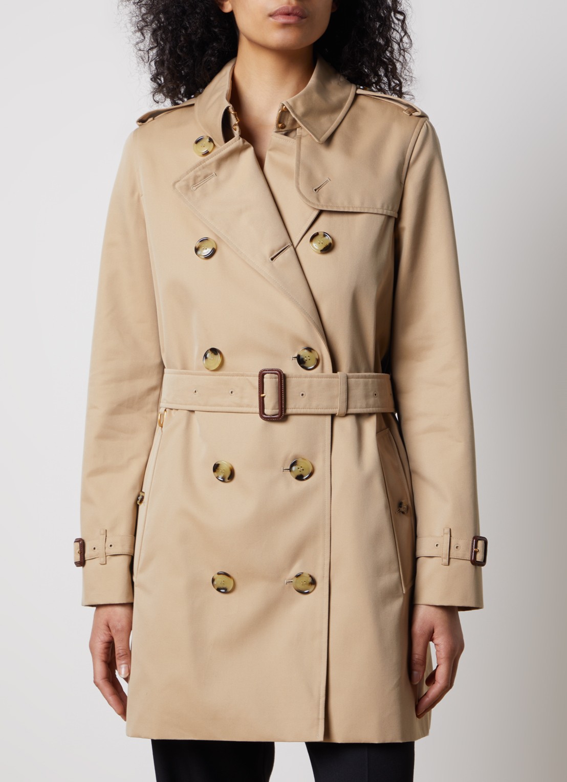 Burberry Kensington double-breasted trenchcoat met ceintuur - detail 4 bruin