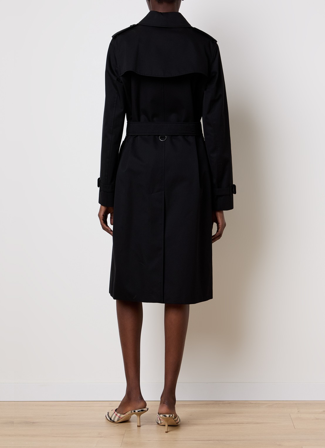 Burberry Kensington trenchcoat met ceintuur - achterkant zwart