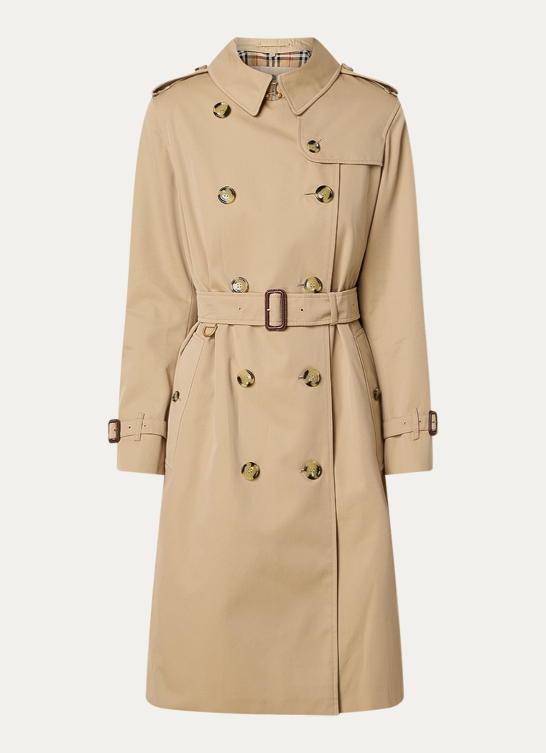 Burberry Kensington trenchcoat met ceintuur - voorkant beige