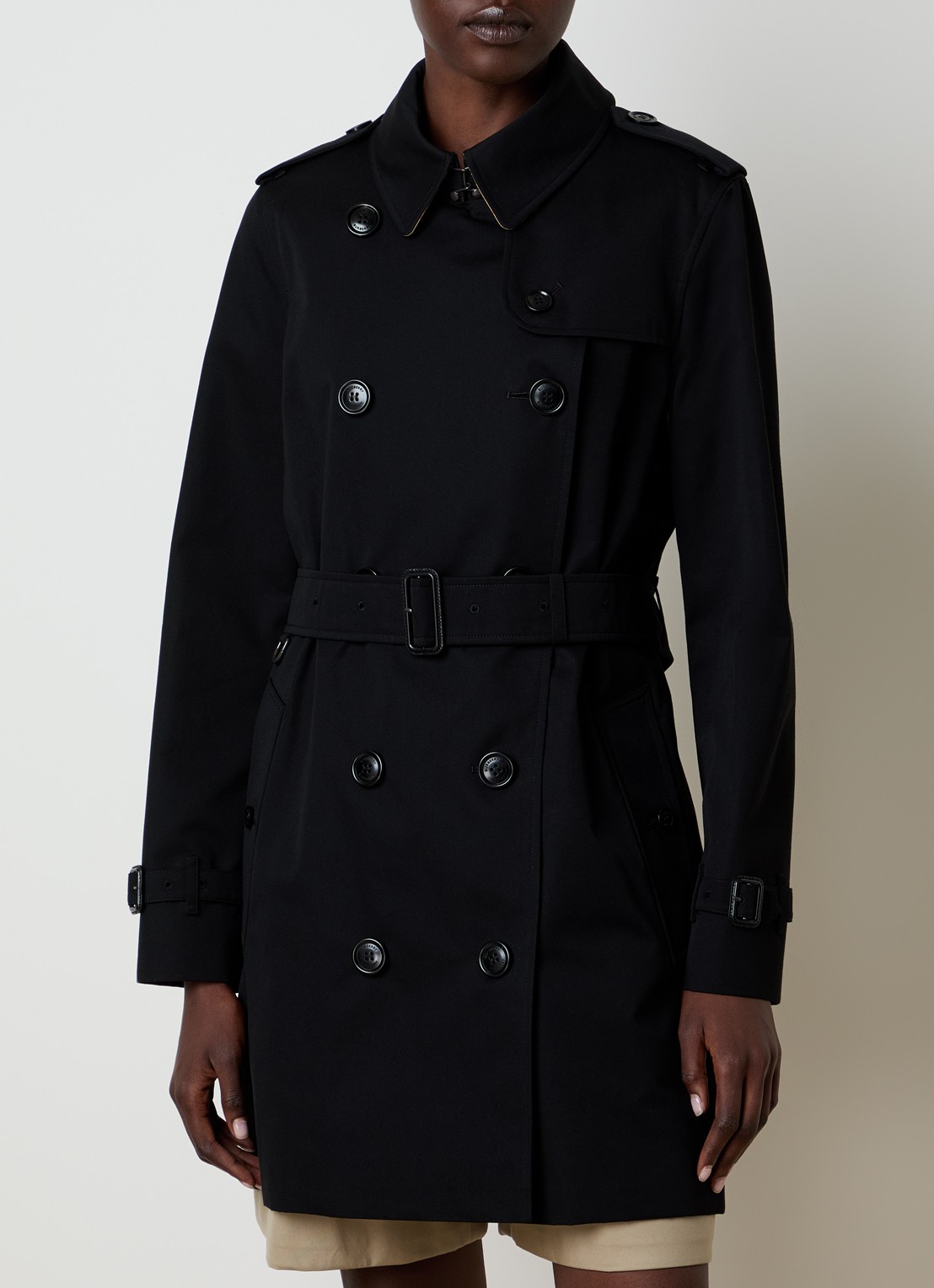 Burberry Kensington trenchcoat met steekzakken - detail zwart