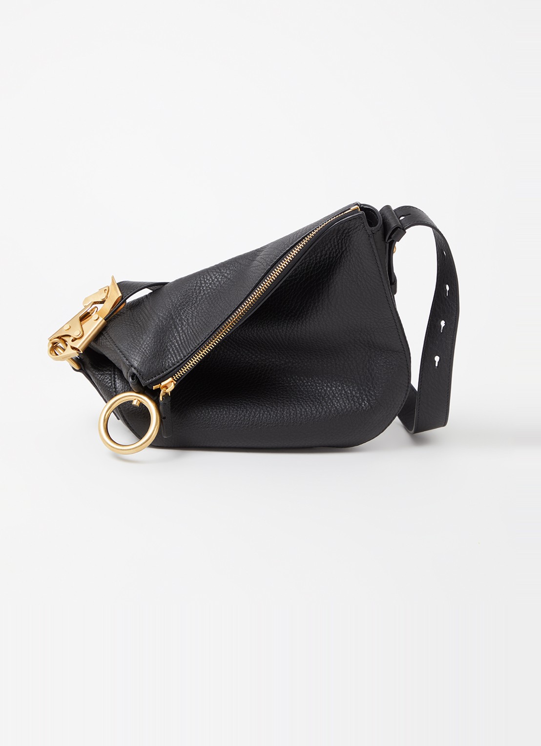 Burberry Knight Small clutch van kalfsleer met afneembare schouderriem - voorkant 2 zwart