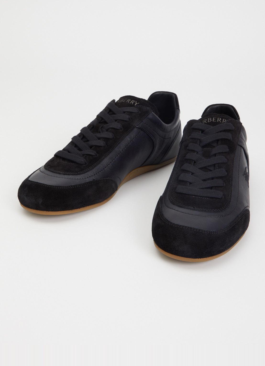 Burberry Knight sneaker van leer met details van suède - detail 2 zwart