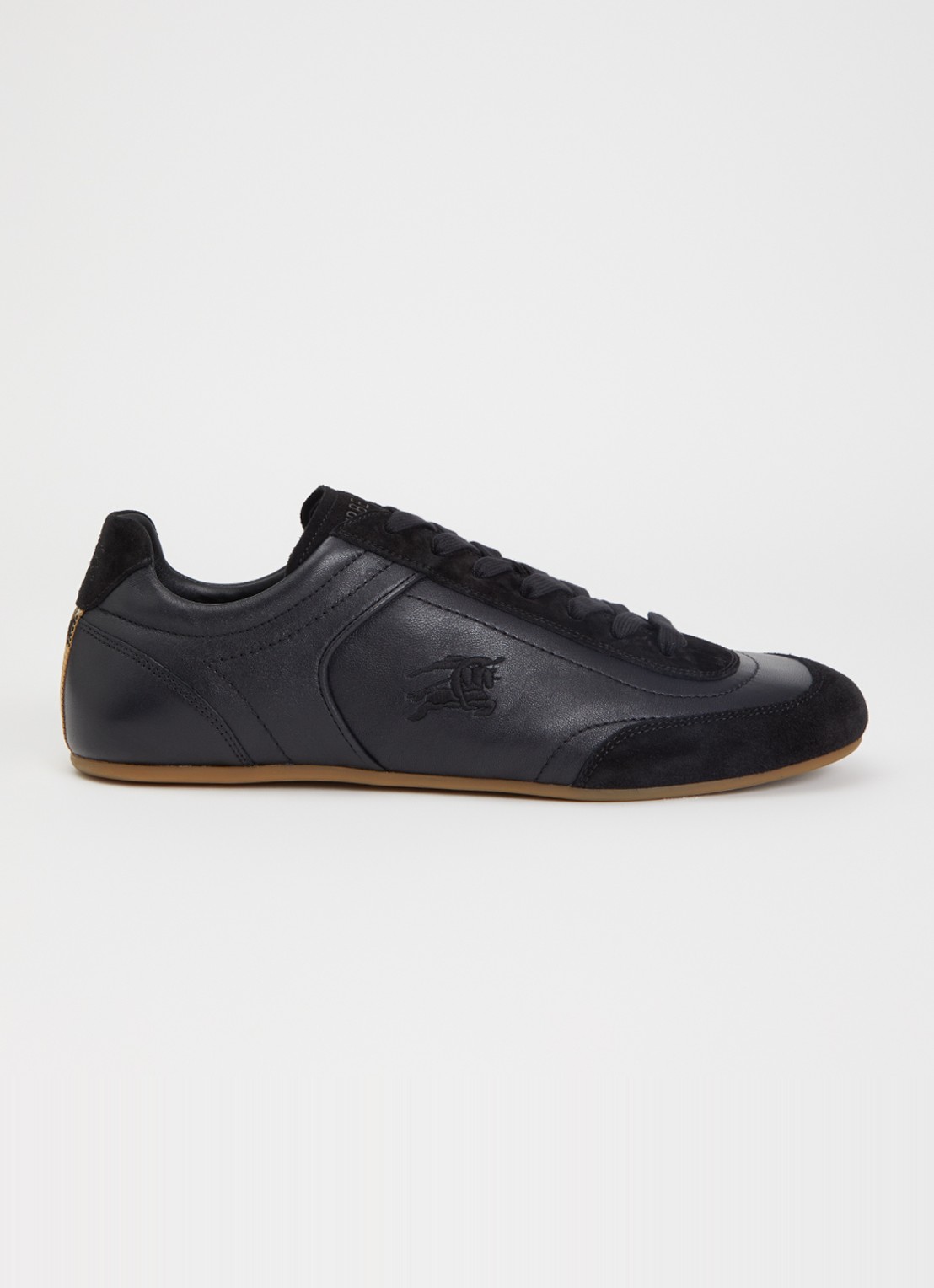 Burberry Knight sneaker van leer met details van suède - voorkant zwart
