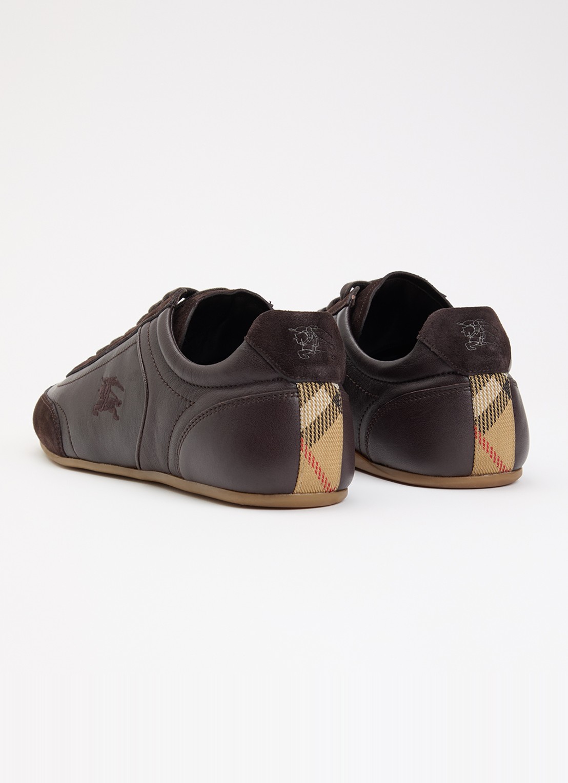 Burberry Knight sneaker van leer met details van suède - achterkant 2 donkerbruin