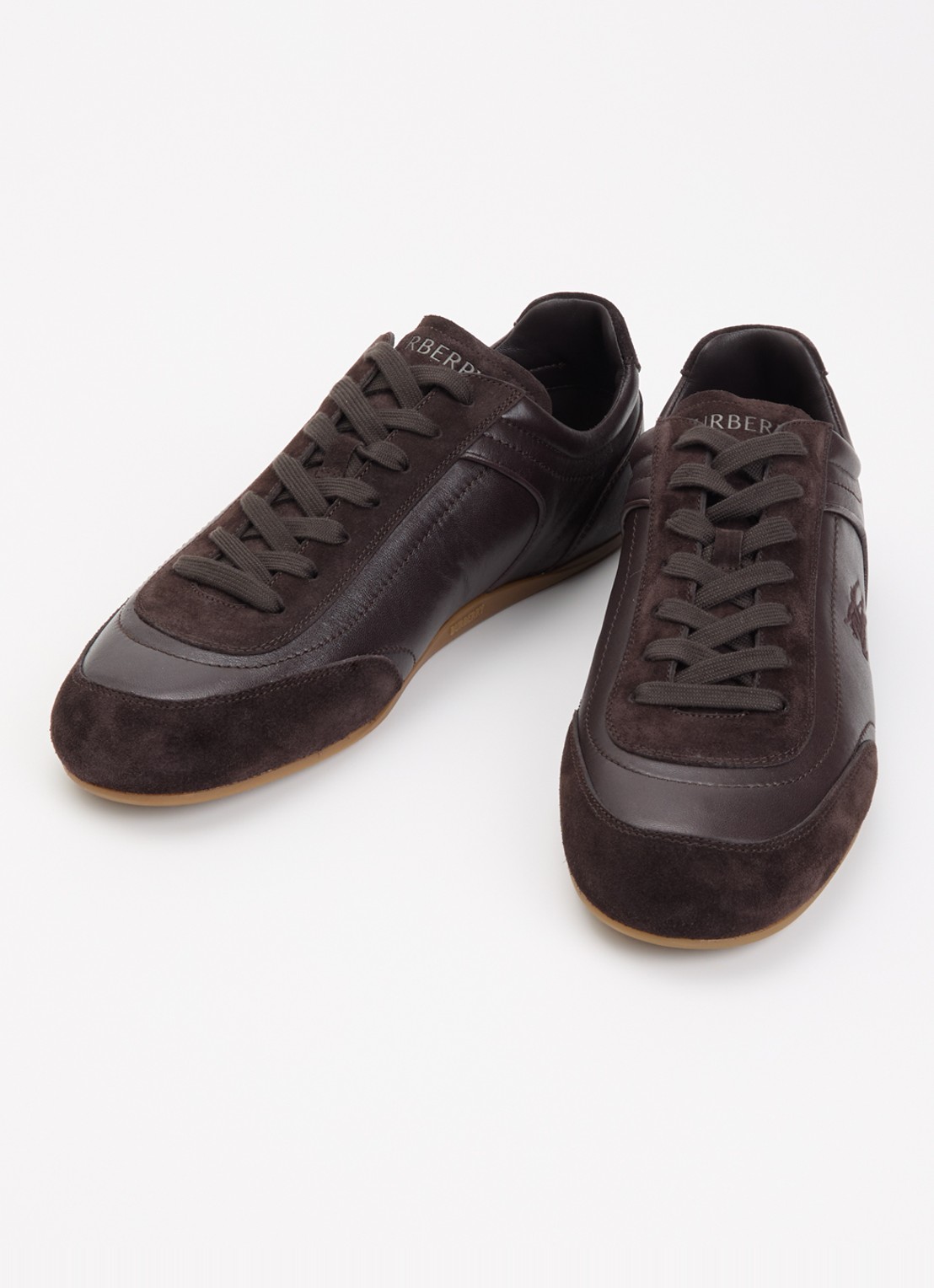 Burberry Knight sneaker van leer met details van suède - detail 3 donkerbruin