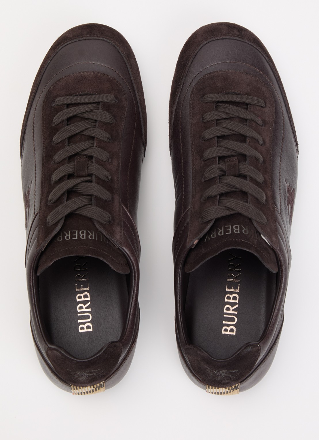 Burberry Knight sneaker van leer met details van suède - detail 4 donkerbruin
