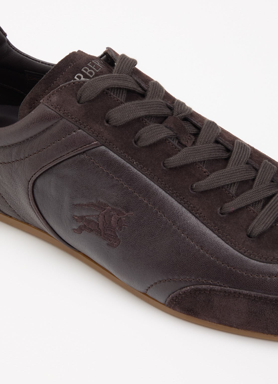 Burberry Knight sneaker van leer met details van suède - detail 6 donkerbruin