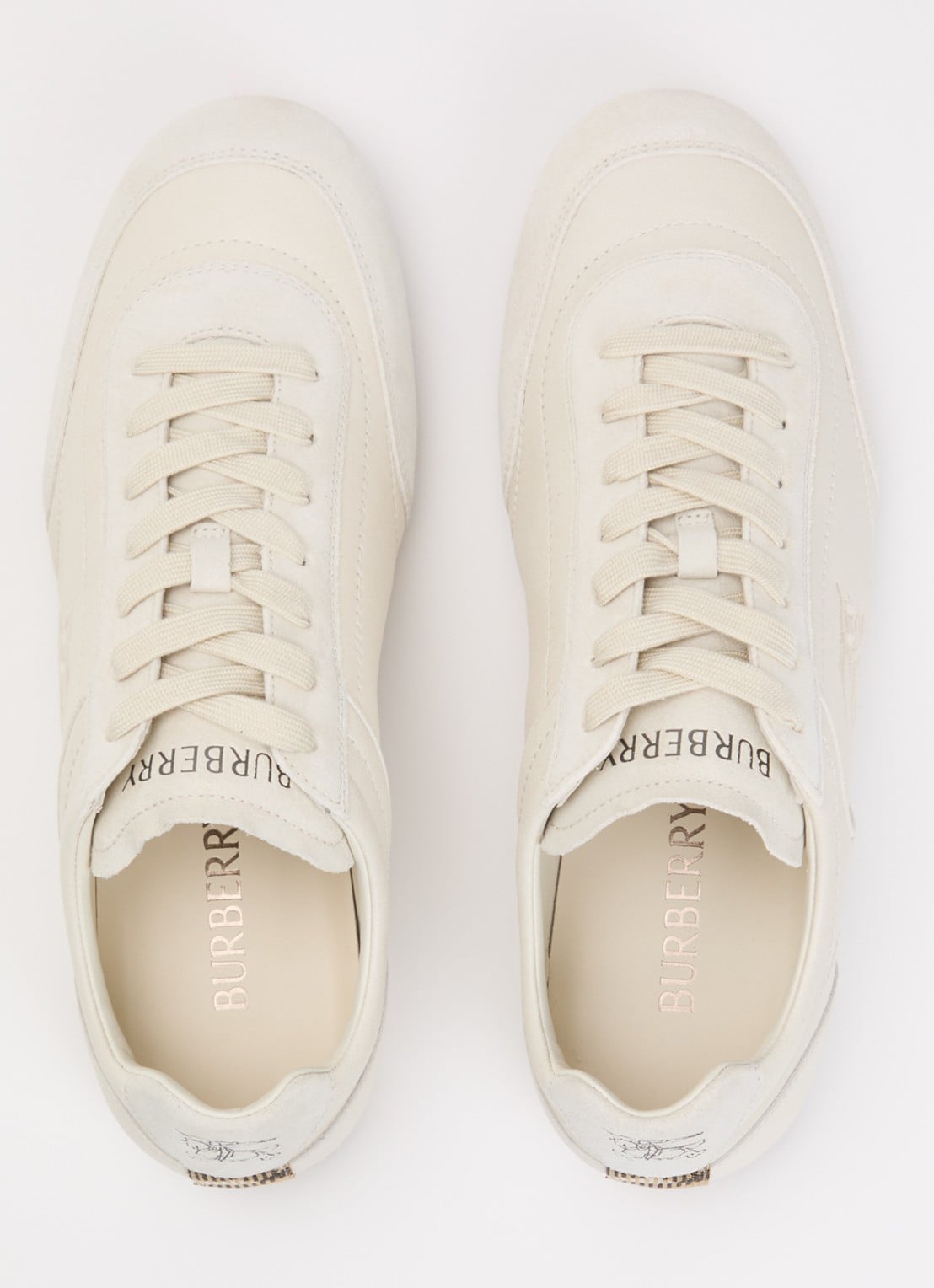 Burberry Knight sneaker van leer met details van suède - detail 2 creme