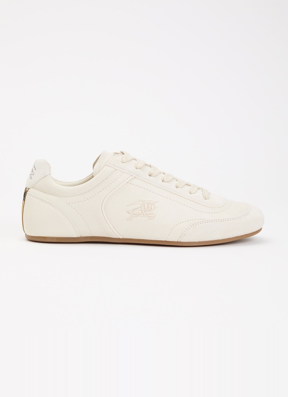 Burberry Knight sneaker van leer met details van suède - voorkant 5 creme