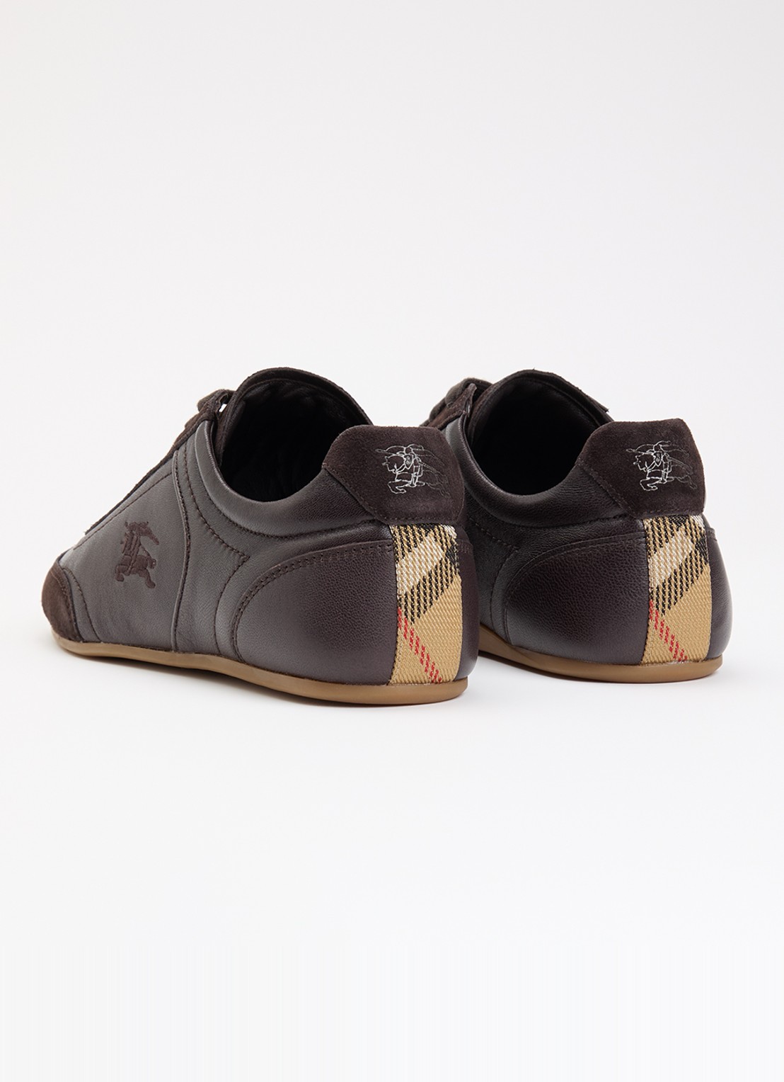 Burberry Knight sneaker van leer met details van suède - achterkant 3 donkerbruin