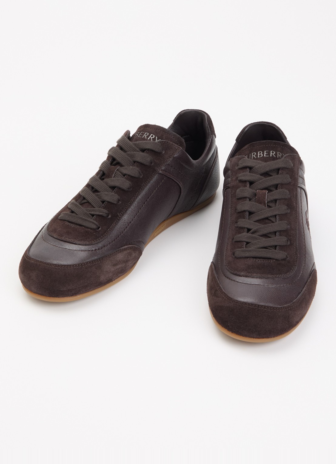 Burberry Knight sneaker van leer met details van suède - detail 4 donkerbruin