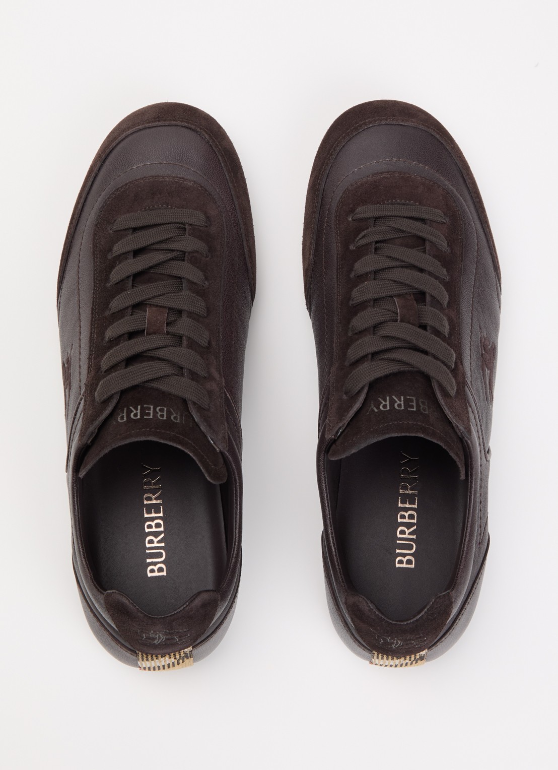 Burberry Knight sneaker van leer met details van suède - detail 5 donkerbruin