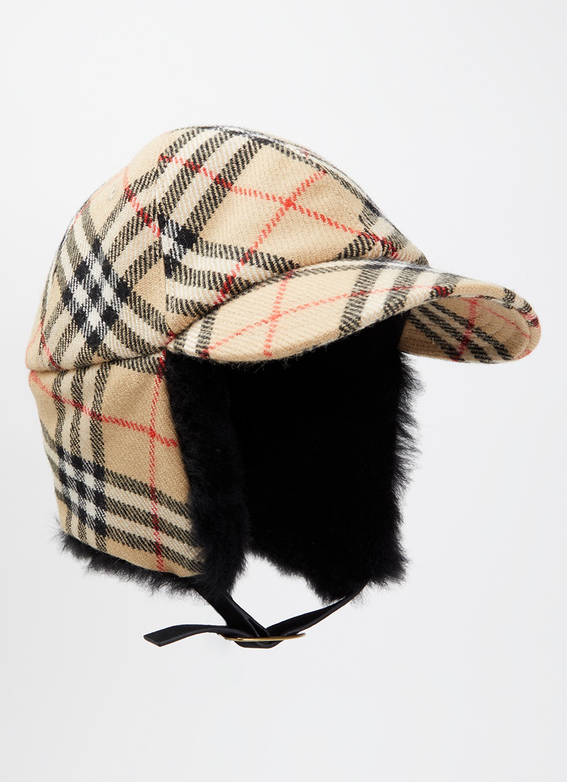 Burberry Lammy S pet met ruitdessin - voorkant beige