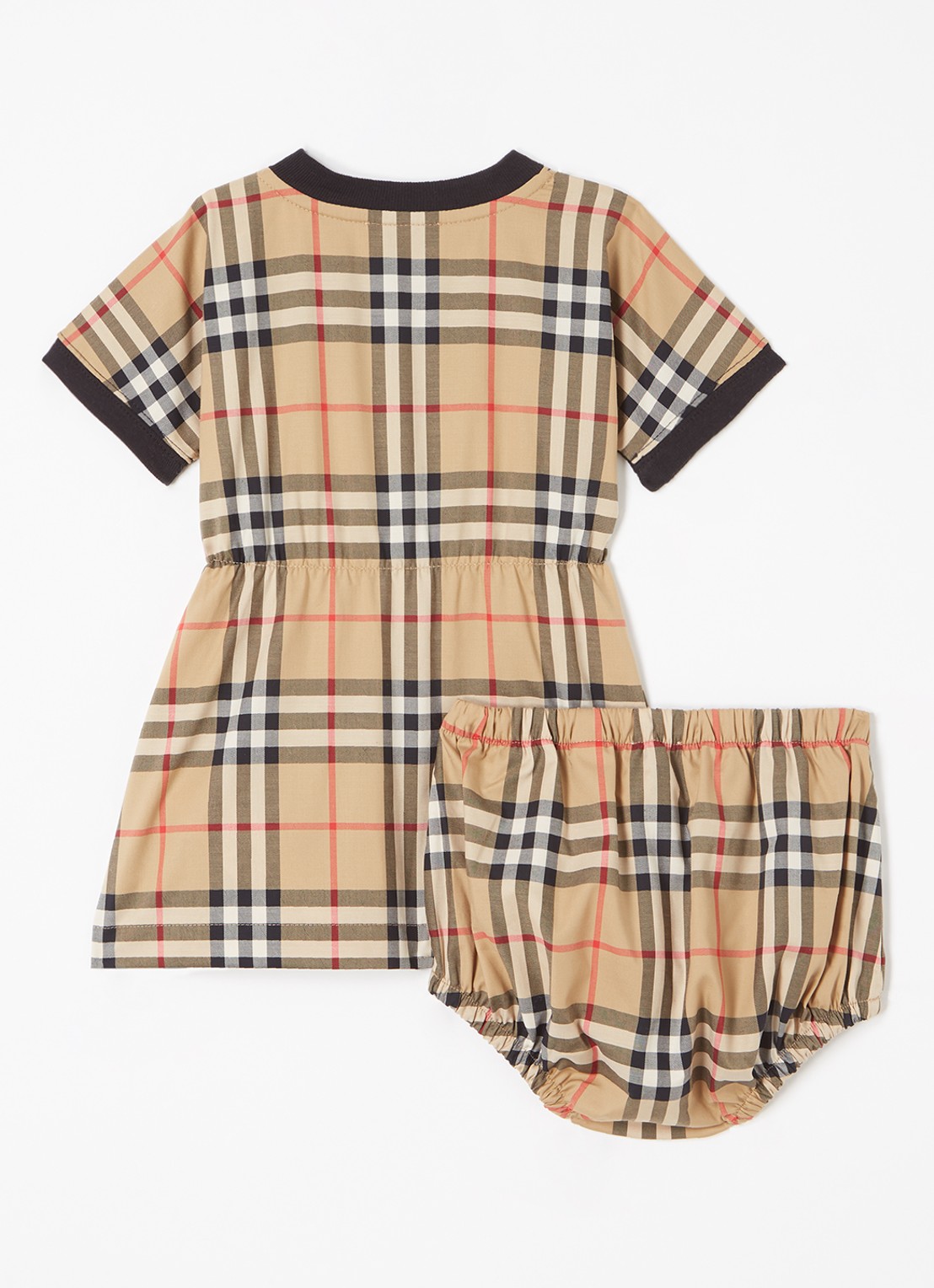 Burberry Lenore T-shirt jurk met ruitdessin en bloomer - voorkant 2 zwart
