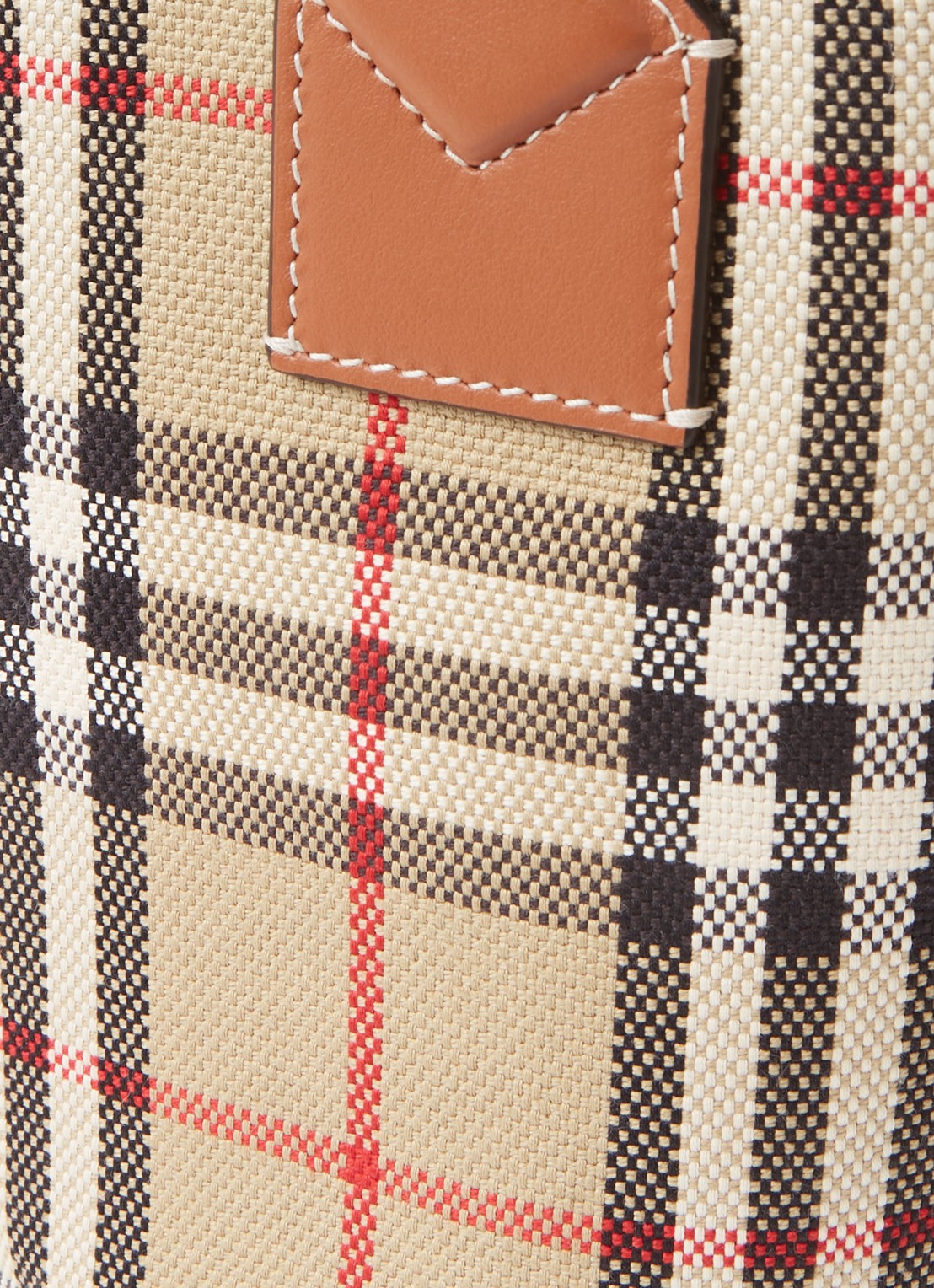 Burberry London Mini shopper met ruitdessin en kalfsleren details - detail 3 beige