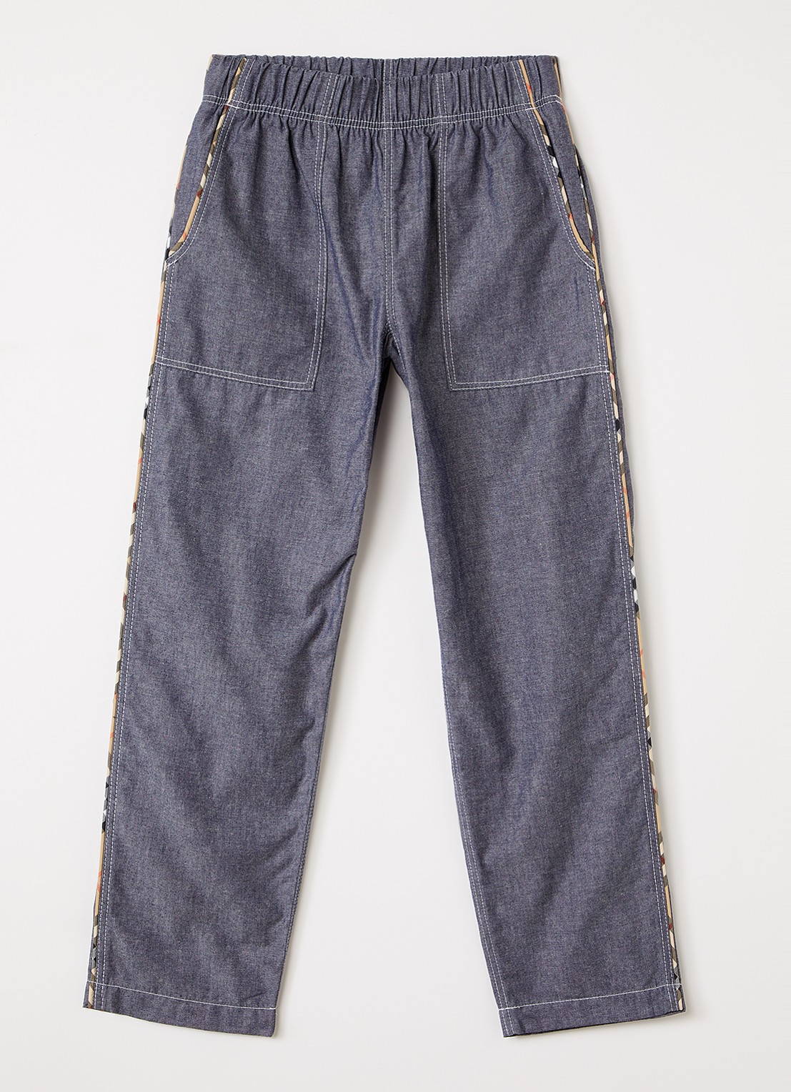 Burberry Loose fit broek van chambray - voorkant blauw