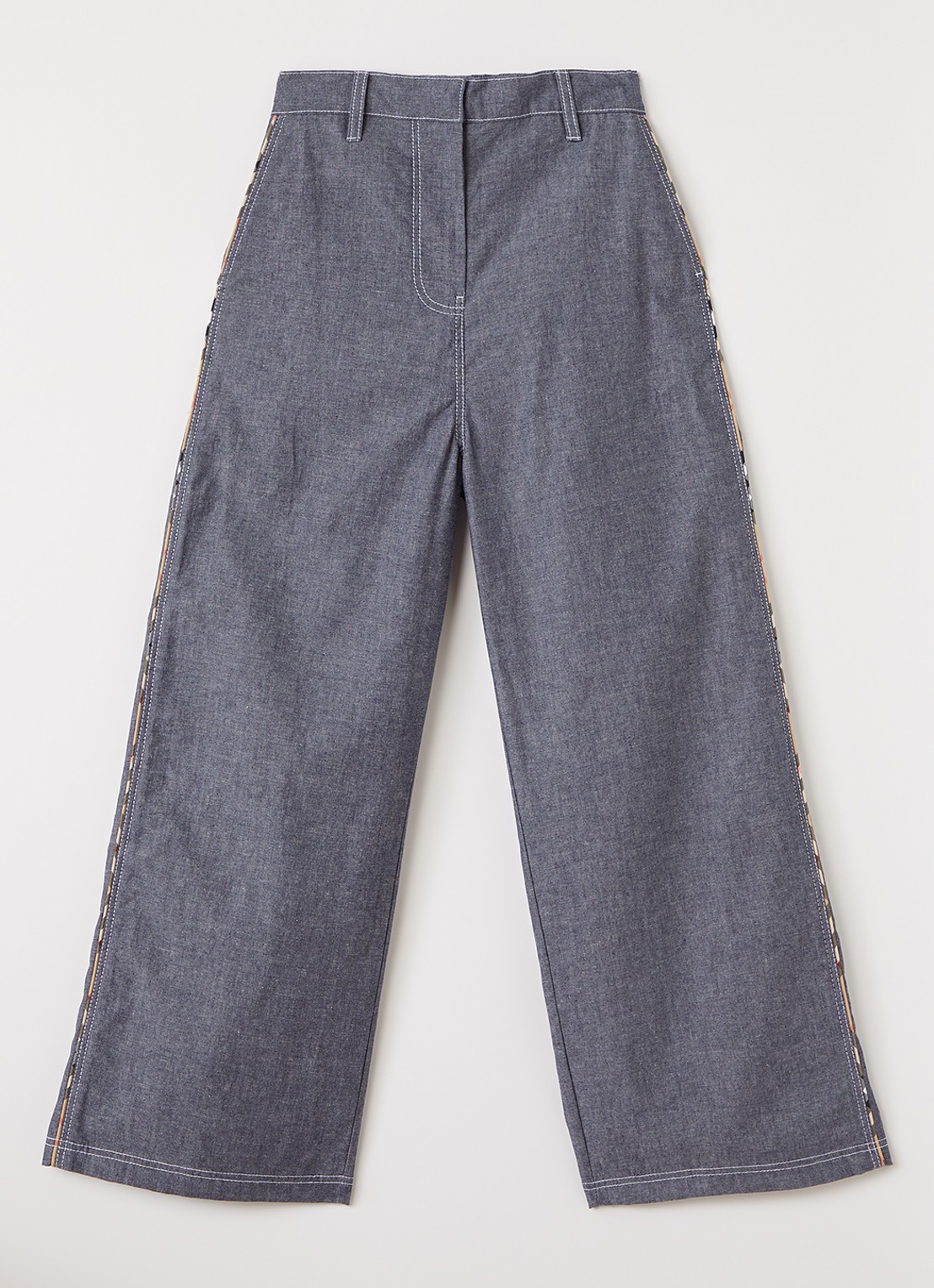 Burberry Loose fit broek van chambray - voorkant blauw