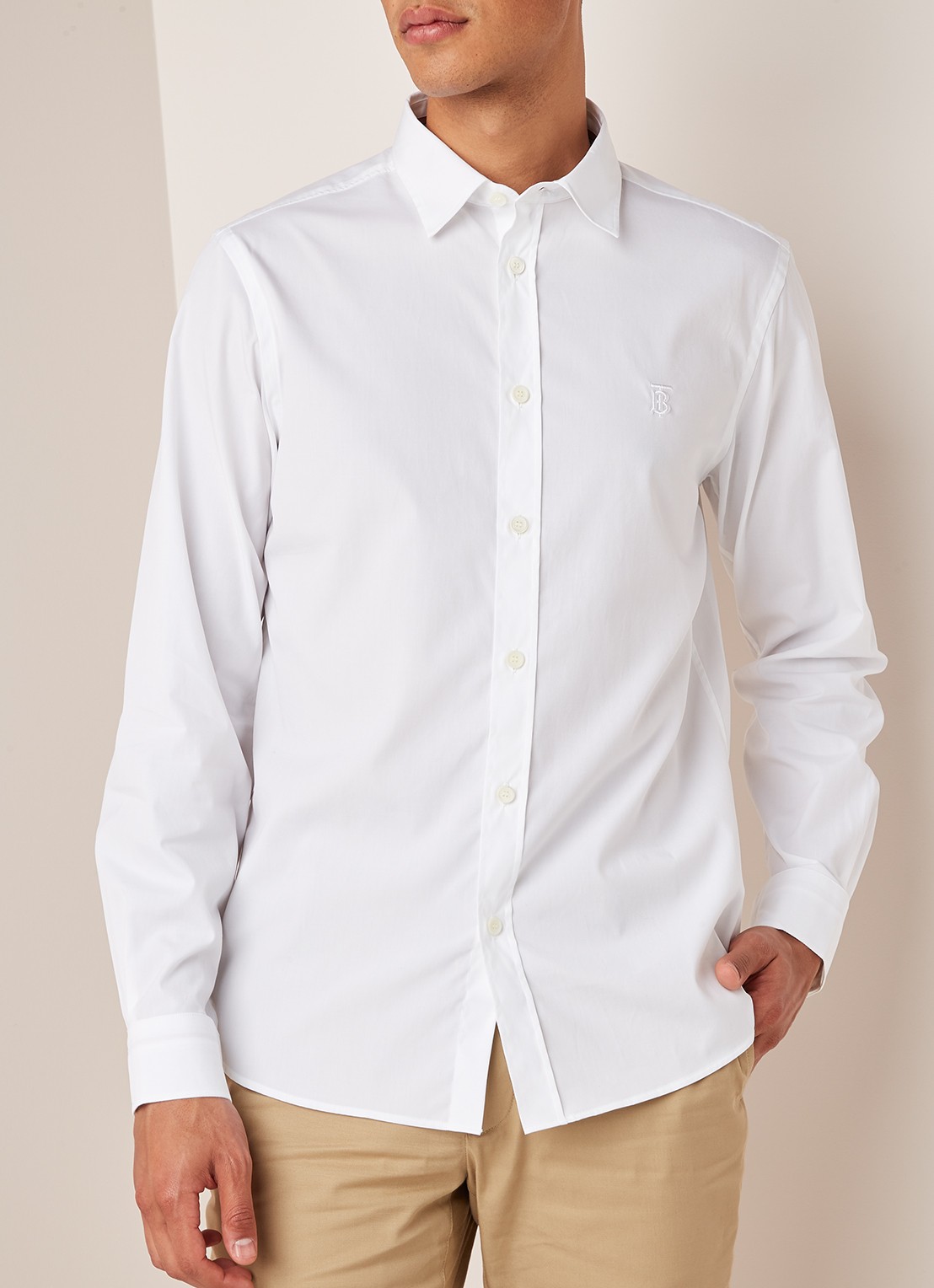 BURBERRY Louis regular fit overhemd met kentkraag - detail wit
